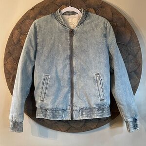 American Eagle Sherpa Lined Denim Bomber Jacket